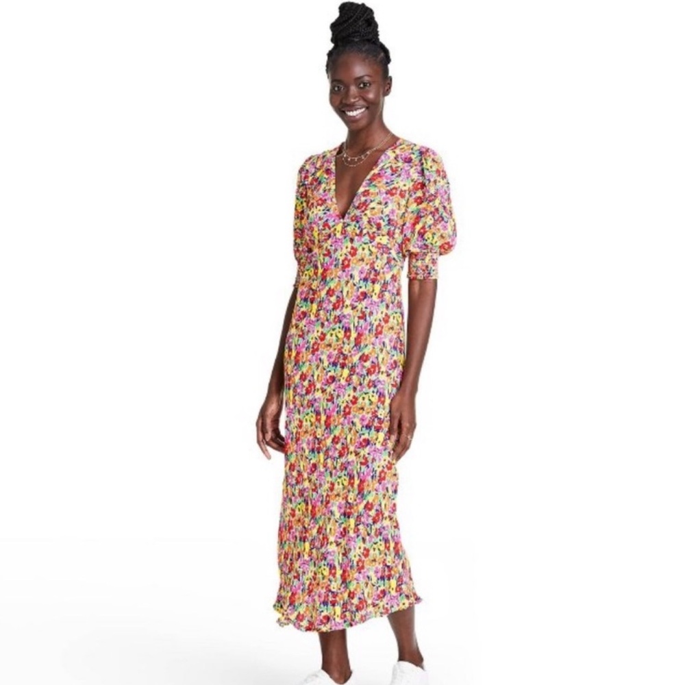 Rixo X Target Multicolor Floral Puff Sleeve Midi Dress XXL 16W/18W